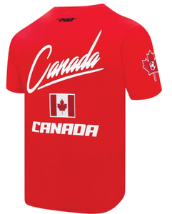 T-shirt à manches courtes pour homme, rouge Canada, avec drapeau et motif de football, coupe classique, imprimé sur le devant, col rond - Product Image 2