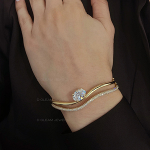 Bracelet tennis en or 14 carats avec diamants de laboratoire, 2 carats, bracelet en diamants incurvé empilable, bijoux minimalistes de luxe, cadeau - Product Image 5