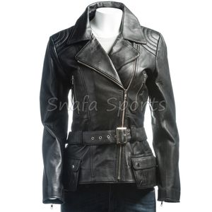 Chaqueta Corta de Cuero Premium para Mujer, Estilo Biker, Ajustada, a la Moda, para Invierno - Product Image 6