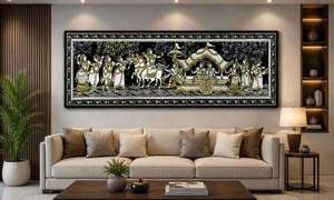 Panel Decorativo de Arte Mural Estilo Pattachitra, Pintura Folclórica India Hecha a Mano para Decoración del Hogar y Diseño de Interiores, Venta al Por Mayor - Product Image 4