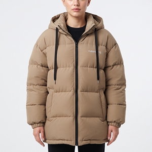 Veste matelassée à capuche pour femme, long manteau d'hiver épais et chaud, couleur unie, manches longues, rembourrage en polyester - Product Image 4