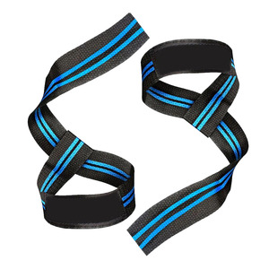 Sangles de soutien du poignet réglables à rayures noires et bleues avec fermeture auto-agrippante pour la musculation et l'entraînement en force, unisexe - Product Image 1