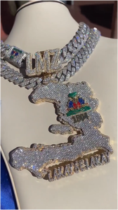 CONCEPTION Colgante de Moissanita con Inicial Chapado en Oro de 14k y Plata 925 para Hombre, Estilo Hip Hop, Fino, Unisex, Clásico, con Mapa de Islandia, para Fiestas - Product Image 3