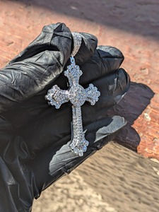 Silver Plated Zinc Alloy Cross Pendant With Rhinestones <b>Religious</b> Charm Unisex Fashion Jewelry <b>Gift</b> - Product Image 6