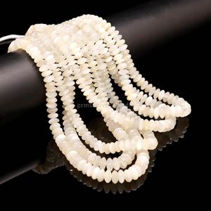 Cuentas de Piedra Lunar Blanca Natural Brillante, Corte Alemán, Forma Rondelle, 8MM 10MM, Venta al por Mayor, Cuentas Facetadas de Piedra Lunar Blanca, 16 Pulgadas - Product Image 5