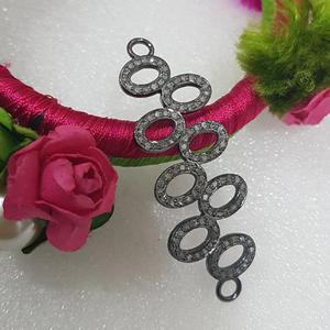 Multi Oval Link Connector Pave Diamond 925 Silver Plated for <b>Bracelet</b> Making 50x17MM Size - Product Image 4