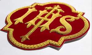 Insignia Bordada a Mano de Lujo con Hilos IHS, Efecto 3D en Relieve, Resistente al Agua, Aplique Religioso Decorativo - Product Image 5