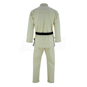 Tenue d'arts martiaux respirante blanche avec ceinture noire et pointe rouge, coutures renforcées, uniforme de BJJ - Product Image 6