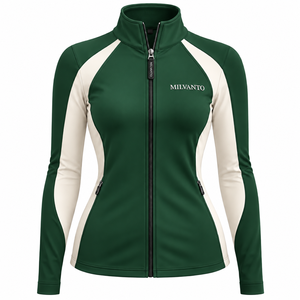 Chaqueta ecuestre personalizada de alta calidad para mujer, color verde, premium, de manga larga con cremallera, para montar a caballo y saltar. - Product Image 1