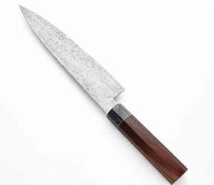 Couteau de chef artisanal en acier Damas Raindrop avec manche octogonal en bois – Outil de cuisine polyvalent - Product Image 6