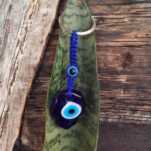 Porte-clés œil de Nazar en verre bleu Beadsnfashion, fait main, rond, en fer, taille personnalisée, cadeau, charme œil de Nazar, marque Jaunty - Product Image 4