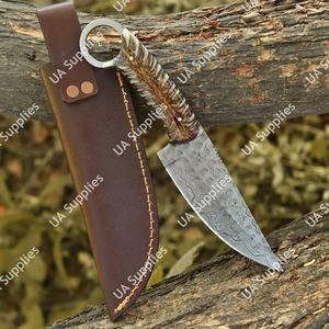 Couteau à pointe tombante en acier Damas OEM, vente en gros, lame pleine, avec trou pour le pouce, poignée ergonomique, pour la chasse, le camping, la survie tactique - Product Image 2