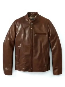 Waxed Natural Pebbled Cowhide Cafe Leather <b>Jacket</b> - Product Image 1
