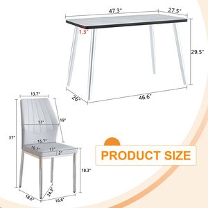 Set Tavolo e Sedie Bianco Effetto Marmo con Piano in Vetro, Base in MDF e Gambe Affusolate in Metallo Argento per Ristoranti, 4 Pezzi - Product Image 6