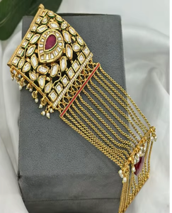 Magnífica Cadena de Eslabones de Moissanita con Baño de Oro Platino de Calidad Premium, Diseño Meena Kundan, Abrible con Tornillo, Regalo Moderno para Mujer - Product Image 3