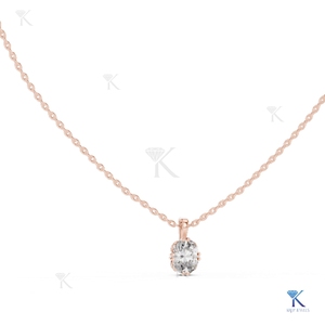 Lab Grown Diamond Oval Solitaire <b>Pendant</b> Necklace 14K 18K <b>Solid</b> <b>Gold</b> IGI Certified Wedding & Party Women's Jewelry - Product Image 3