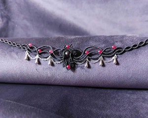 Handmade Black Macrame <b>Amethyst</b> <b>Bracelet</b> Silver Dangle Charm Gothic Bohemian Style Adjustable Cord Jewelry - Product Image 2