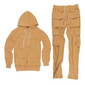 Premium Quality Winter Streetwear Fleece 2-Piece Set Men's <b>Cargo</b> Pullover Hoodie & Long <b>Pants</b> Breathable <b>Jogging</b> Suit - Product Image 3