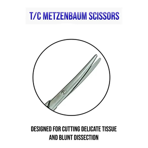 Tijeras de disección Metzenbaum TC premium con puntas curvas y romas, con incrustaciones de carburo de tungsteno, tijeras de disección Metzenbaum TC CE - Product Image 2