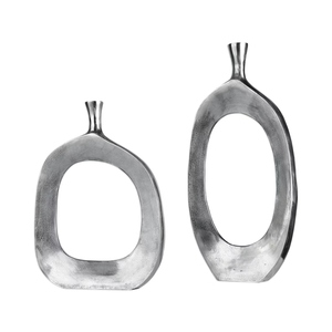 Jarrón Ovalado de Metal de la Mejor Calidad, Jarrón Decorativo de Mesa o Piso con Acabado Bronce Champán Rayado para Decoración del Hogar - Product Image 3