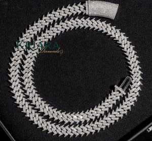 Men's Rhodium Plated S925 <b>Silver</b> <b>Snake</b> <b>Chain</b> Necklace With Moissanite Prong Setting Hiphop Style Everyday Wear - Product Image 4