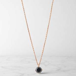 Colgante Solitario Negro, Delicado, de Plata de Ley 925 con Baño de Oro de 14K, Certificado, Regalo para Ella - Product Image 5