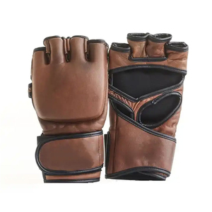 Vintage Brown Genuine Leather MMA <b>Gloves</b> – Half-Finger Grappling & Martial Arts Training <b>Gloves</b> - Product Image 2