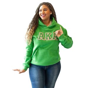 Sudadera con Capucha AKA Premium Verde Rosa Unisex, Sudadera con Capucha de Felpa Suave, Ropa Casual de Estilo Griego - Product Image 2