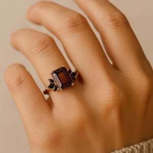 Rainbow Moonstone 14K Rose Gold Plated 925 Sterling <b>Silver</b> Rectangle Cluster Christian Bezel Set Wedding Band Engagement Ring - Product Image 4