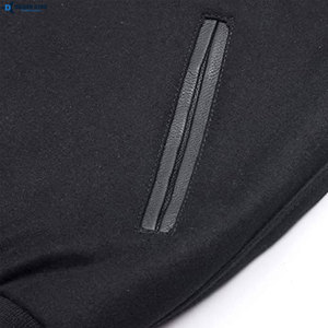 Chaqueta Varsity Negra para Hombre Wellfit Wears, Mangas de Lana, Logotipo Bordado en la Parte Delantera, Cuello Alto, Ropa Casual de Invierno de Alta Calidad - Product Image 4