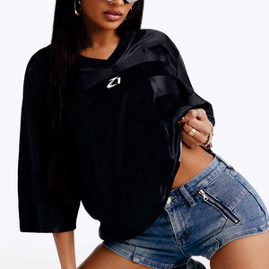 Custom Number Print Oversized Black Mesh American Football Jersey T-shirts Breathable Polyester Streetwear <b>Tops</b> Unisex Bulk USA - Product Image 5