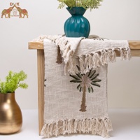 Jeté de canapé en coton imprimé à la main avec motif de palmier, jeté de canapé fait à la main, taille double, tissé, jeté de canapé écologique