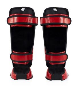 Protège-tibias Fairtex Muay Thai en cuir PU rouge pour adulte, légers, protection de base, cadre métallique, fermeture auto-agrippante - Product Image 6