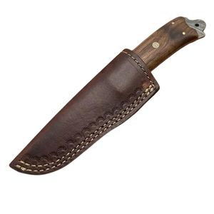 Cuchillo de caza EDC de hoja fija de acero de Damasco hecho a mano y personalizado, punta de caña, mango de madera, pino de mosaico, bolster de Damasco, DIY OEM - Product Image 1
