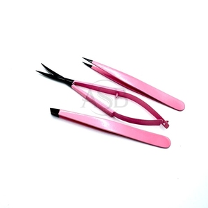 Pinzas para Cejas con Punta Inclinada en Negro y Rosa OEM con Tijeras de Resorte |   Pinza de Precisión para Cejas de Acero Inoxidable - Product Image 6