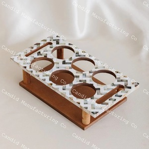 Soporte Decorativo Moderno para Botellas, Bandeja de Madera MDF para Bebidas, Soporte para Servir Jugos con Incrustaciones de Madreperla para el Hogar - Product Image 2
