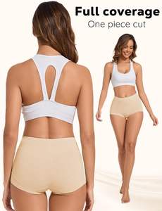 Culotte taille haute pour femme, grande taille, en coton doux et extensible, respirante, avec bouton de réglage, maintien moyen, couvrance totale, usage quotidien - Product Image 3