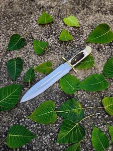 Cuchillo Bowie de Caza Fijo de Acero de Damasco Hecho a Mano para Exteriores, Punta Recta, Funda de Cuero, Servicio OEM, Pasha Enterprises - Product Image 3