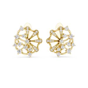 Pendientes de Aro con Diamantes Cultivados en Laboratorio, Corte Brillante, Oro Rosa de 14K, Certificados por VDS IGI |   Moderna pulsera de diamantes DE-VVS2 con diseño floral para mujer 5G - Product Image 1