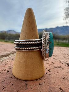 Handcrafted Oval Kingman <b>Turquoise</b> <b>Ring</b> Sterling Silver Size 10.5 Boho Southwestern Statement Jewelry Artisan Gift for Her - Product Image 3
