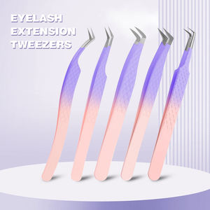 Pince à épiler de précision RMI Silver Tip Purple / Light Pink en acier inoxydable avec revêtement en poudre, pointe lisse, 5 pointes différentes, 10 mm - Product Image 3