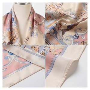 NORTH APPROACH Elegant Women's <b>Square</b> <b>Silk</b> <b>Scarf</b> Chinoiserie Print Multi-Functional Fashion Accessory Customizable All Seasons - Product Image 4