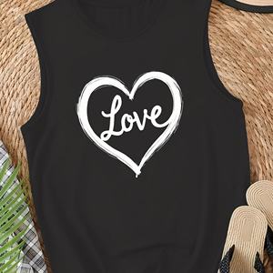 Camiseta sin mangas con textura de corazón y pincelada de punto informal para mujer, chaleco cómodo - Product Image 2