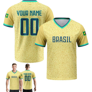 เสื้อฟุตบอลทีมชาติบราซิลแบบคอวี แขนสั้น ระบายอากาศได้ดี ผลิตจากโพลีเอสเตอร์ สำหรับผู้ใหญ่ - Product Image 1