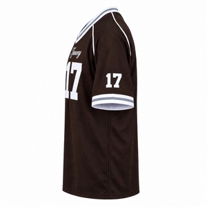 Custom <b>Chocolate</b> Brown <b>Football</b> Jersey V-Neck Mesh Breathable Team Practice Shirt Vintage Short Sleeve Hip Hop Streetwear Men - Product Image 3