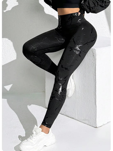 Hot Sale Polyester Stretchy Yoga Pants Drawstring Women Sports Gym Yoga Wear Digital Printing High Waist <b>Tights</b> Woman Leggings - Product Image 2