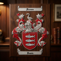 Escudo de Murman Bordado a Mano, Bandera de Rusia, Diseño Heráldico, Fondo Negro, Detalles Rojos y Plateados, Estilo Europeo, Impermeable