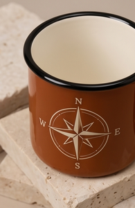 Navigation Theme Metal Camp Cup Custom Logo Printing Heavy Duty Iron Enamel <b>Mug</b> Featuring Compass Rose Artwork Unbreakable - Product Image 4