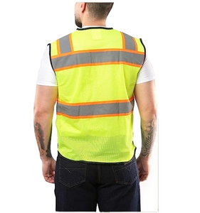 Custom Clothing Wholesale Reflective Workwear Safety Vest <b>Construction</b> with Pockets for Men - Product Image 4