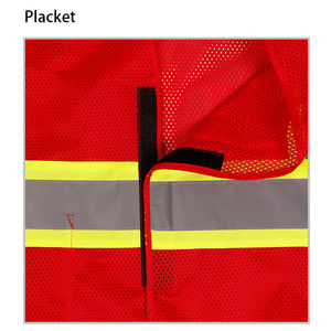 Gilet de sécurité haute visibilité orange jaune en maille, conforme aux normes ANSI Classe 1 et EN ISO 20471 Classe 2, réfléchissant, avec LED clignotantes, imperméable, multi-poches, grandes tailles - Product Image 6